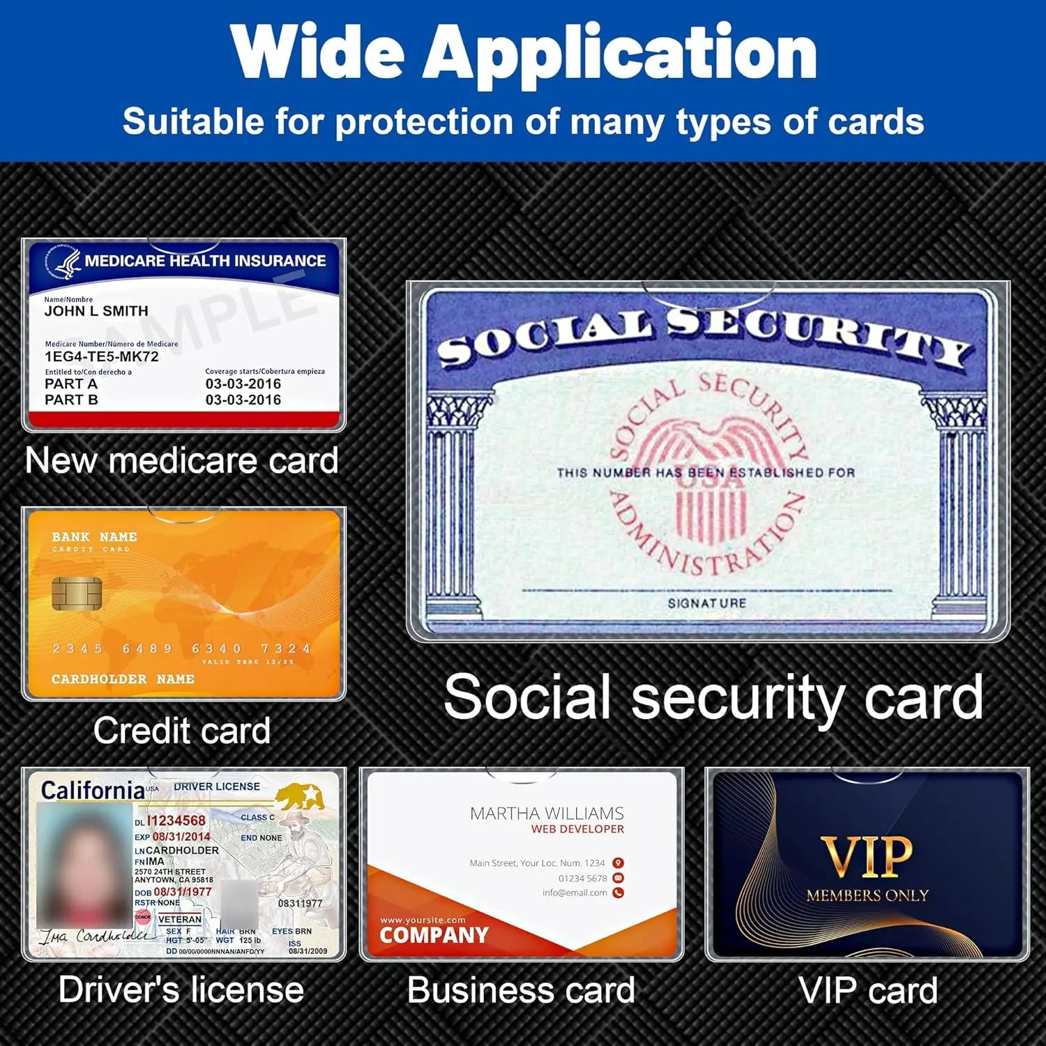 New Medicare Card Holder Protector Sleeves, Social Security Card Protector, 24 Mil Clear PVC Water Resistant Plastic Sleeves for New Medicare/Social Security/Business/ID/Credit Cards,CHRISTMAS GIFTS